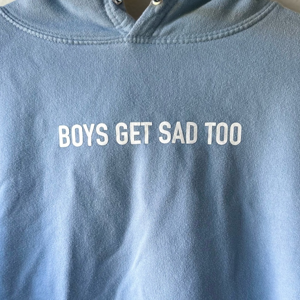 Boys Get Sad Too BLOCK LOGO HOODY DUSTY BLUE - Picture 6 of 7